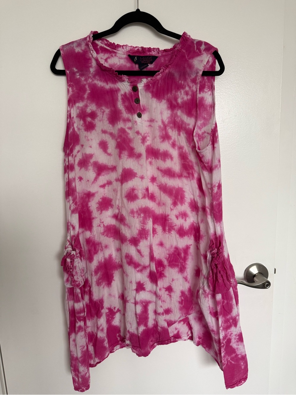 Sleeveless Tie-Dye Tunic Top - Pink